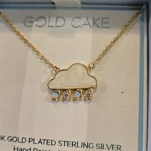 Gold Cake 14k gold plated enamel cloud necklace